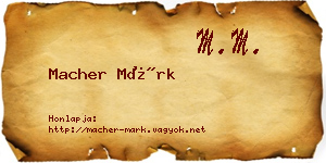 Macher Márk névjegykártya